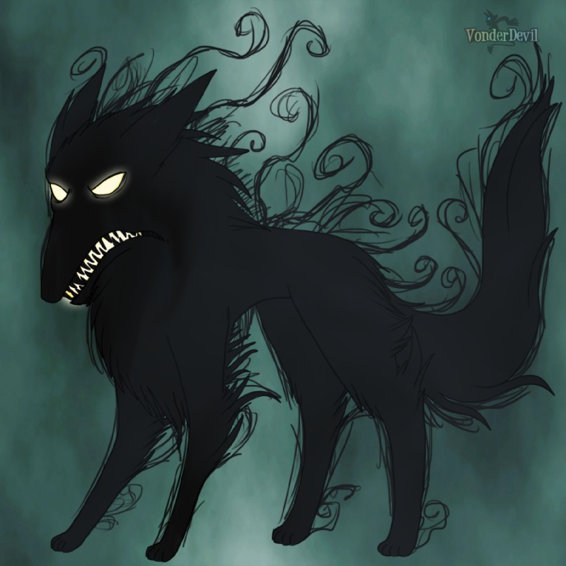 ambiguous_gender feral fog glowing glowing_eyes shadow solo vonderdevil british_mythology european_mythology mythology black_shuck canid canine cryptid demon ghost mammal mythological_canine mythological_creature spectral_dog spirit 1:1