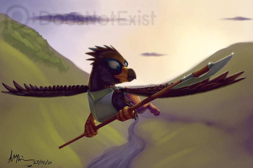 armor avian_feet bardiche beak feral flying melee_weapon paws polearm solo weapon doesnotexist mythology saewin avian gryphon mythological_avian mythological_creature digital_media_(artwork)