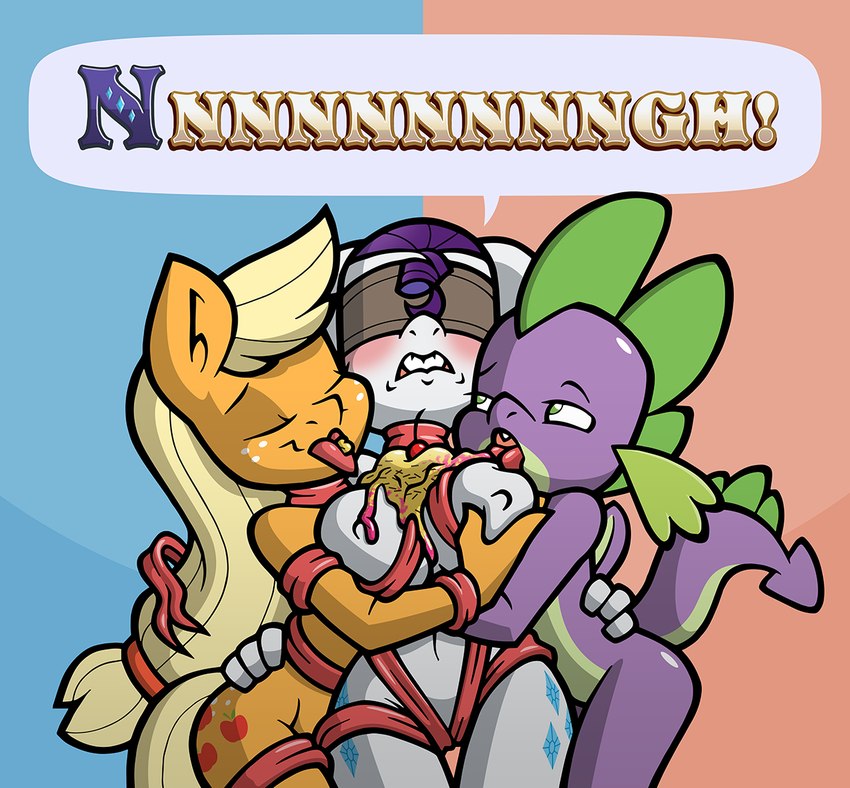 aged_up anthro bdsm bisexual bondage bound breasts female female/female food food_fetish food_play group group_sex horn interspecies licking long_tongue male male/female sex tail threesome tongue tongue_bondage tongue_out toonbat friendship_is_magic hasbro my_little_pony mythology applejack_(mlp) rarity_(mlp) spike_(mlp) dragon equid equine horse mammal mythological_creature mythological_equine mythological_scalie pony scalie unicorn