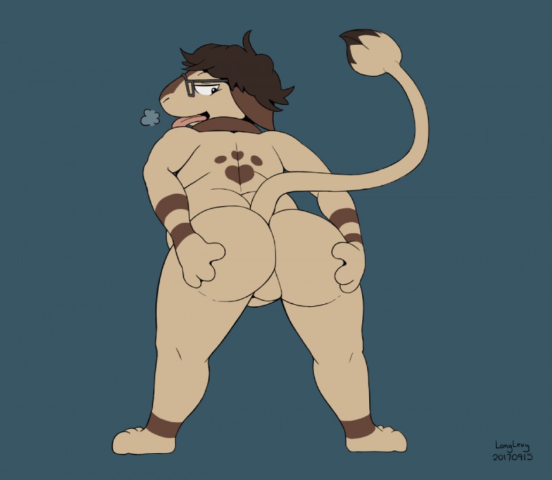 anthro ass_up eyewear glasses hair male nude overweight overweight_anthro overweight_male presenting raised_tail simple_background solo standing tail tongue tongue_out toony longlevy nintendo pokemon richard_(xanaomin) generation_2_pokemon mammal pokemon_(species) smeargle 2017 digital_media_(artwork)