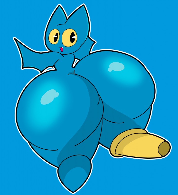 anthro big_butt blue_background blue_body blue_fur butt female fur huge_butt hyper hyper_butt looking_at_viewer looking_back open_mouth pegleg simple_background smile solo standing teeth thick_thighs wide_hips wings cyandrive98 cartoon_network mao_mao:_heroes_of_pure_heart adorabat bat mammal 2020 absurd_res hi_res