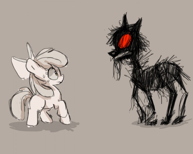 bone duo eye_contact female feral looking_at_another quadruped scared tail young young_feral fonne friendship_is_magic hasbro my_little_pony story_of_the_blanks apple_bloom_(mlp) earth_pony equid equine horse mammal pony undead zombie 5:4