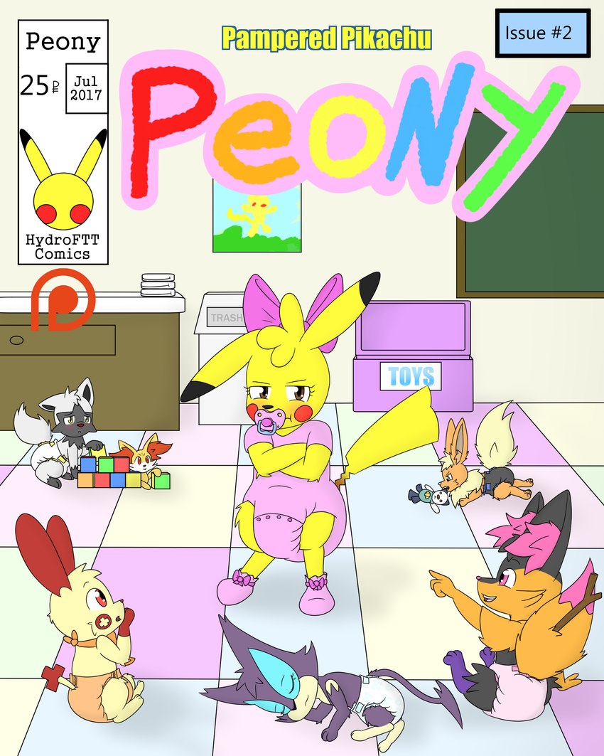 ageplay anthro blush changing_table chewing clothing daycare diaper diaper_fetish embarrassed female feral group head_bow infantilism male onesie playing preschool roleplay young young_anthro young_female young_feral young_male hydroftt rasile nintendo pokemon peony_fiorello braixen eeveelution fennekin flareon generation_1_pokemon generation_3_pokemon generation_5_pokemon generation_6_pokemon oshawott pikachu plusle pokemon_(species) poochyena purrloin shiny_pokemon 4:5 absurd_res comic cover_art hi_res