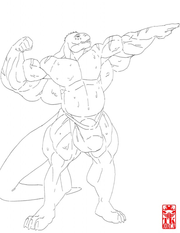 anthro big_penis bodily_fluids bulge clothing flaccid flexing genitals male mostly_nude musclegut muscular muscular_anthro muscular_male penis pose solo standing sweat teeth underwear tkc2021 dinosaur prehistoric_species reptile scalie theropod tyrannosaurid tyrannosauroid tyrannosaurus tyrannosaurus_rex greyscale hi_res monochrome