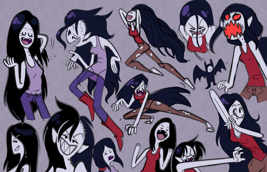 alternative_fashion black_hair fangs female grey_body grey_skin hair humanoid_pointy_ears not_furry punk red_eyes sharp_teeth side_shave solo teeth galactabee adventure_time cartoon_network marceline_abadeer humanoid vampire 2021 absurd_res hi_res