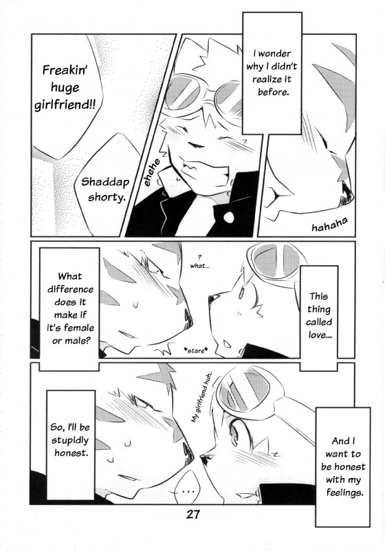 anthro blush dialogue duo eyewear goggles male male/male text kenn third-party_edit canid canine canis domestic_dog felid mammal pantherine tiger black_and_white comic english_text hard_translated hi_res monochrome translated translation_edit