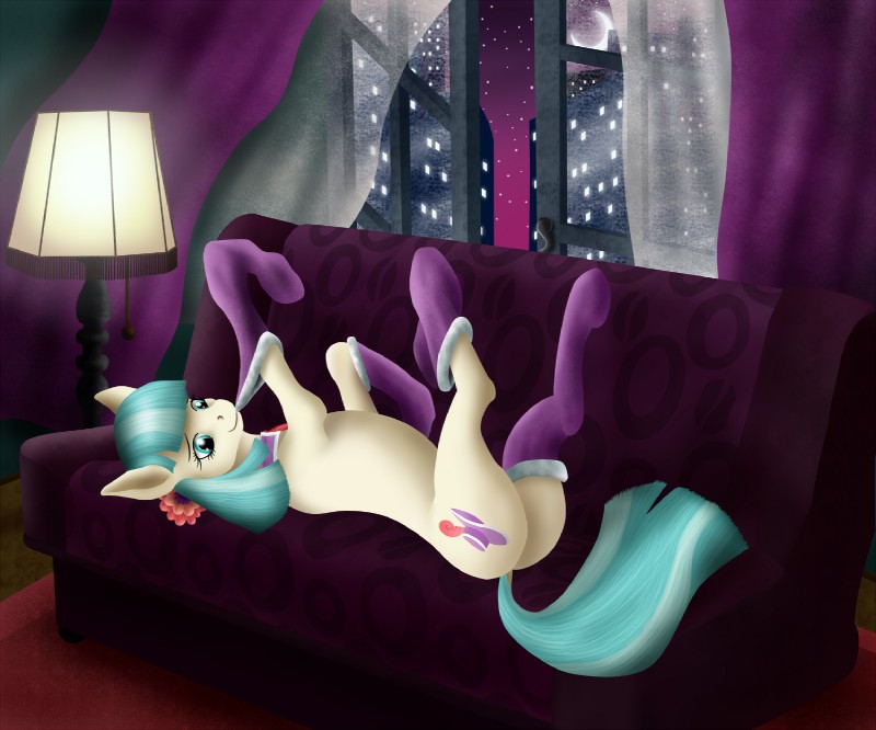 blue_eyes city clothing cutie_mark detailed_background female feral footwear fur furniture hair inside lamp legwear lying multicolored_hair night on_back sky socks sofa solo star two_tone_hair window szafir87 friendship_is_magic hasbro my_little_pony coco_pommel_(mlp) earth_pony equid equine horse mammal pony 2015 6:5 hi_res