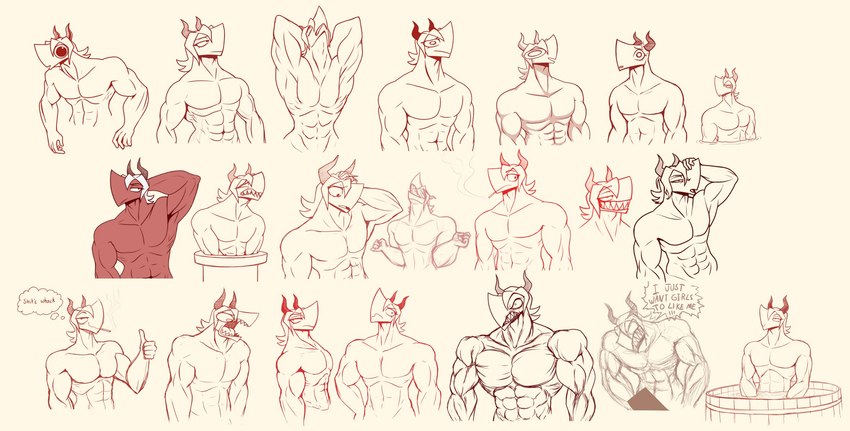 angry anthro barrel censored_genitalia censored_penis cigarette hair horn male muscular muscular_anthro muscular_arms muscular_male nude pipe red_line_art sad simple_background smile smoking smoking_cigarette solo stretching text water gooseworx sigrik demon demon_humanoid humanoid 2021 black_and_white_and_red censored colored_line_art digital_drawing_(artwork) digital_media_(artwork) english_text hi_res sketch sketch_page