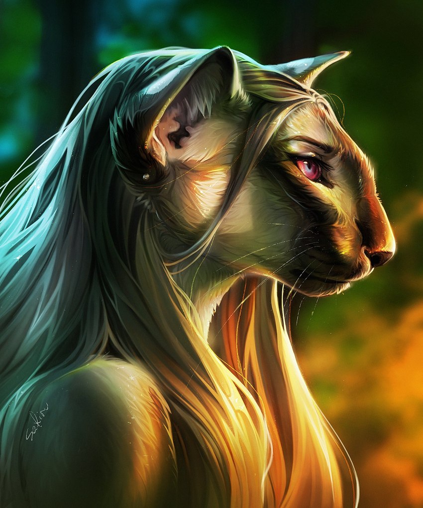 detailed_background ear_piercing eyebrows eyelashes fur grey_hair hair piercing pink_eyes solo whiskers white_body white_fur safiru safi_(safiru) balinese_cat domestic_cat felid feline felis mammal oriental_longhair 2022 bust_portrait digital_media_(artwork) hi_res portrait