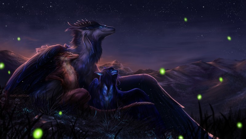 ambiguous_gender anthro detailed_background feathered_wings feathers feral fur group horn night outside sky smile star starry_sky tail trio wings isvoc mythology ven_(avelos) viel_(avelos) dragon dragoon_(avelos) feathered_dragon feathered_scalie furred_dragon furred_scalie mythological_creature mythological_scalie reptile scalie wingless_dragon 2019 digital_media_(artwork) hi_res