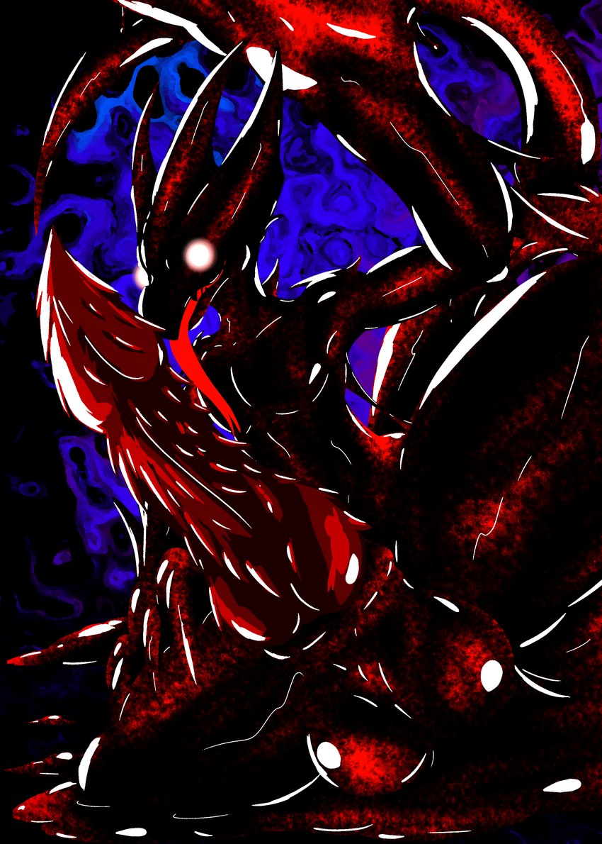 4_fingers animal_genitalia anthro balls big_balls big_penis black_body claws darkness dripping erection fangs finger_claws fingers genitals gesture glistening glistening_body glistening_genitalia glowing glowing_eyes horn knot looking_at_viewer male nude penile_spines penis red_tongue shadow sheath slime solo teeth thick_thighs tongue waving waving_at_viewer white_eyes wide_hips shadowsoulful nintendo pokemon aghanashi_(shadowsoulful) fan_character charmeleon generation_1_pokemon goo_creature pokemon_(species) scalie shadow_creature absurd_res hi_res