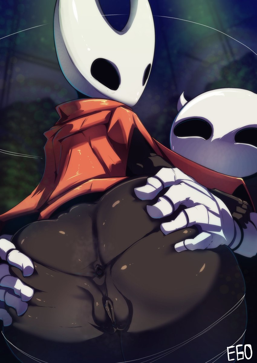 anthro anus biped black_anus black_body black_eyes black_pussy bottomless butt butt_grab clothed clothing female genitals hand_on_butt horn looking_back pussy rear_view spread_butt spreading white_horn owahi_ego hollow_knight team_cherry hornet_(hollow_knight) arthropod humanoid insect vessel_(species) 2021 digital_media_(artwork) hi_res incest_(lore)