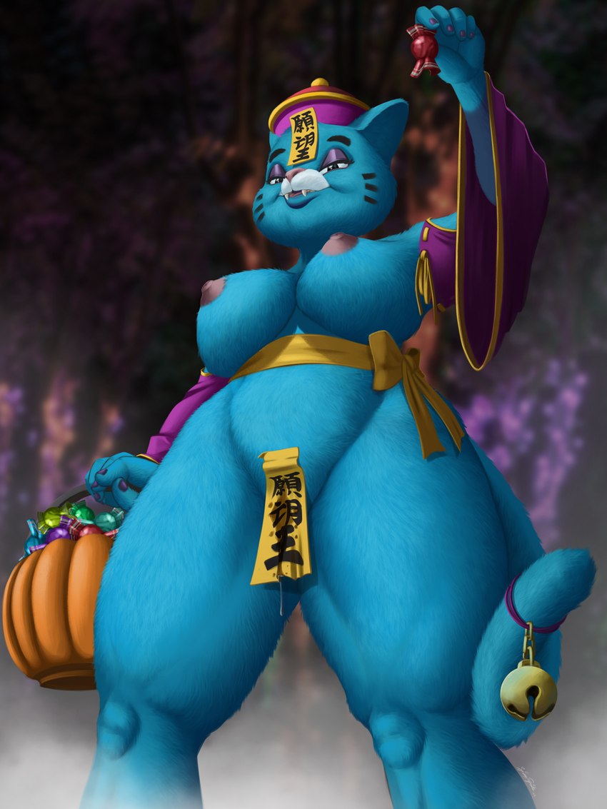 anthro bodily_fluids female holidays nipples solo saddnesspony cartoon_network halloween the_amazing_world_of_gumball nicole_watterson domestic_cat felid feline felis mammal 2022 3:4 hi_res