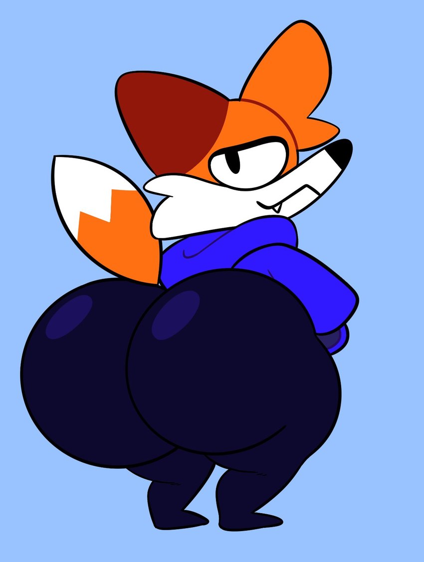 anthro big_butt butt clothing hoodie looking_at_viewer male presenting presenting_hindquarters solo topwear colelucario soups_(superiorfox) canid canine fox mammal hi_res