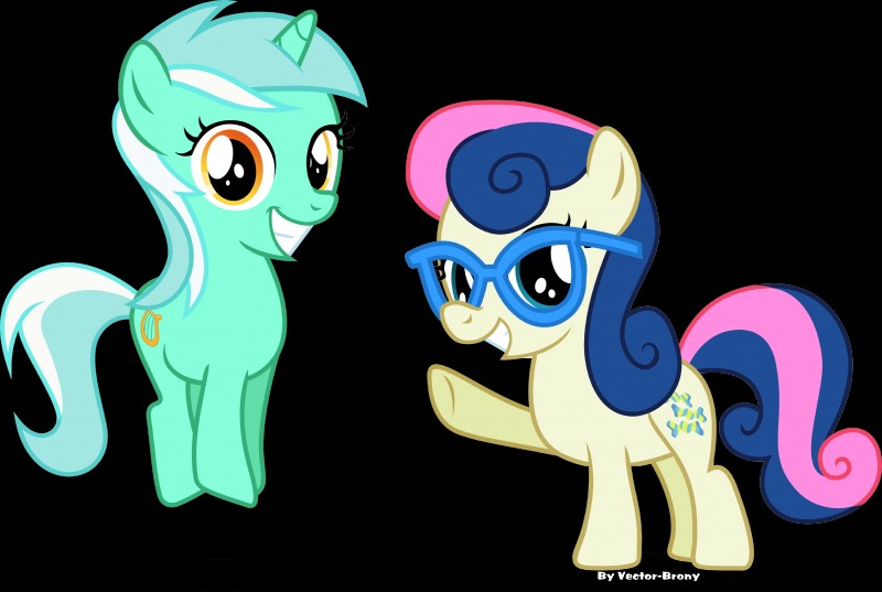 cutie_mark duo eyewear female feral glasses horn looking_at_viewer simple_background smile transparent_background young young_female young_feral vector-brony friendship_is_magic hasbro my_little_pony mythology bonbon_(mlp) lyra_heartstrings_(mlp) earth_pony equid equine horse mammal mythological_creature mythological_equine pony unicorn 2014 absurd_res alpha_channel hi_res