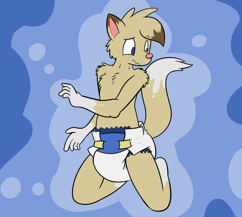 :s anthro arms_bent bent_legs big_ears blue_eyes bottomwear brown_body brown_fur caught_off_guard clean_diaper clothed clothing confusion diaper diaper_fetish diaper_only exposed_diaper fluffy fluffy_tail fur head_turned kneeling male padding paws pointy_ears prick_ears simple_background solo surprise surprised_expression surprised_eyes surprised_face surprised_look tail tan_body tan_fur topless wearing_diaper white_body white_fur worried ritzcat ritz_(ritzcat) felid feline mammal 2021 hi_res