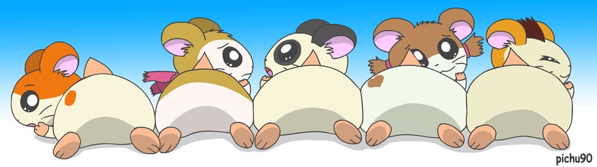 hamtaro, jingle, panda, pashmina, and sparkle (hamtaro (series)) created by pichu90