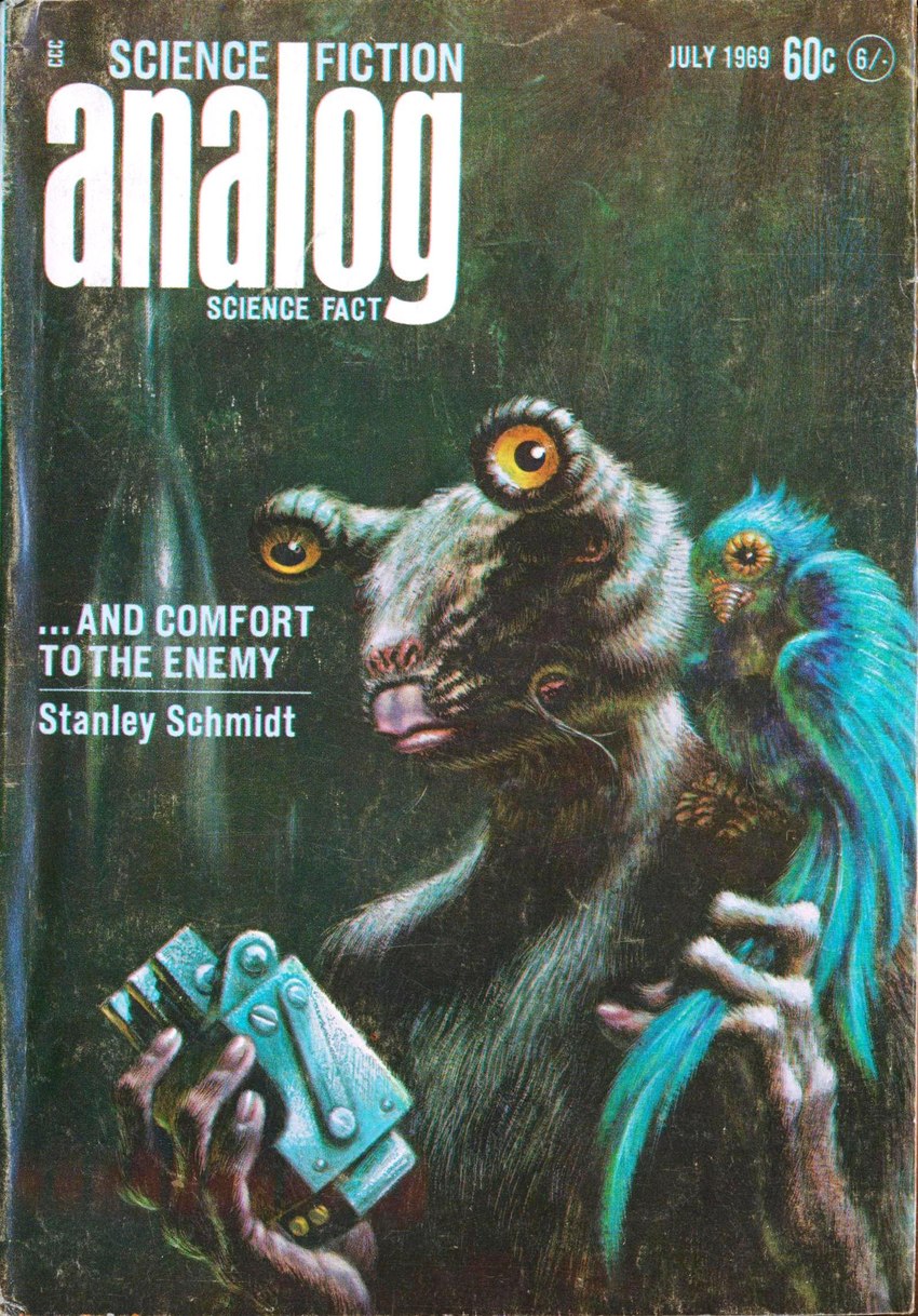 anthro beak eyestalks feathers not_furry shilling kelly_freas analog_science_fiction alien 1969 20th_century ancient_art cover hi_res magazine_cover