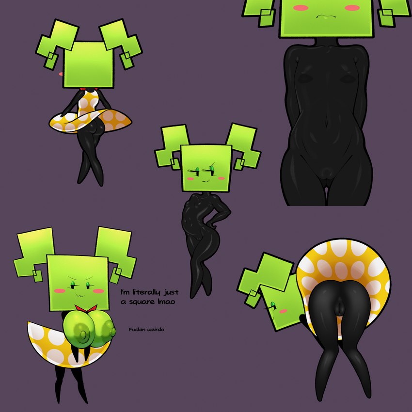 :3 anus areola big_breasts blush blush_stickers breasts butt clothed clothing featureless_feet feet female genitals green_areola green_nipples hand_on_hip huge_breasts multiple_poses nipples no_underwear not_furry nude pose profanity purple_background pussy rear_view simple_background small_breasts smug solo text upskirt sleepiitreat mario_bros nintendo paper_mario mimi_(paper_mario) humanoid 1:1 absurd_res english_text hi_res