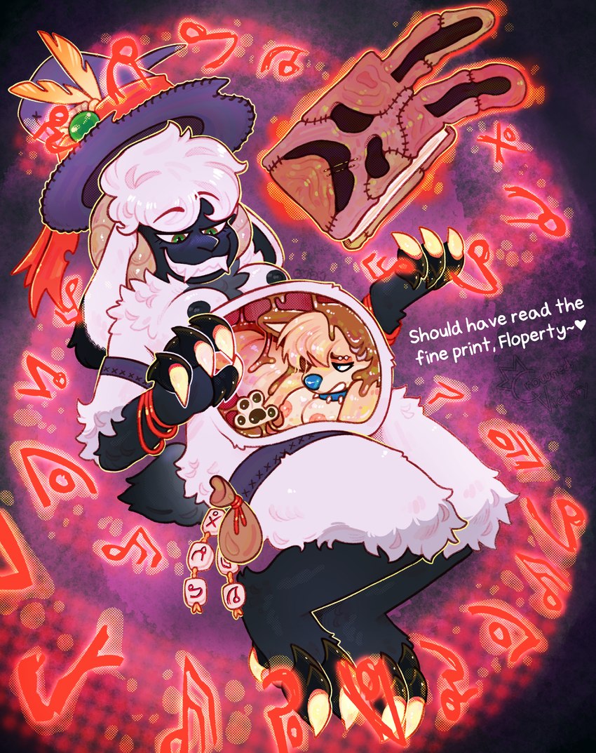 breasts clothing hat headgear headwear hooves inside_stomach internal_vore runes vore witch_hat crownedvictory mercy_(varaxous) 2025 absurd_res hi_res tagme