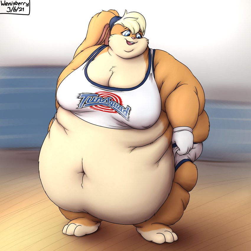 anthro breasts cleavage clothed clothing female long_ears morbidly_obese morbidly_obese_anthro morbidly_obese_female obese obese_anthro obese_female overweight overweight_anthro overweight_female solo wenisberry looney_tunes warner_brothers lola_bunny lagomorph leporid mammal rabbit 1:1 hi_res