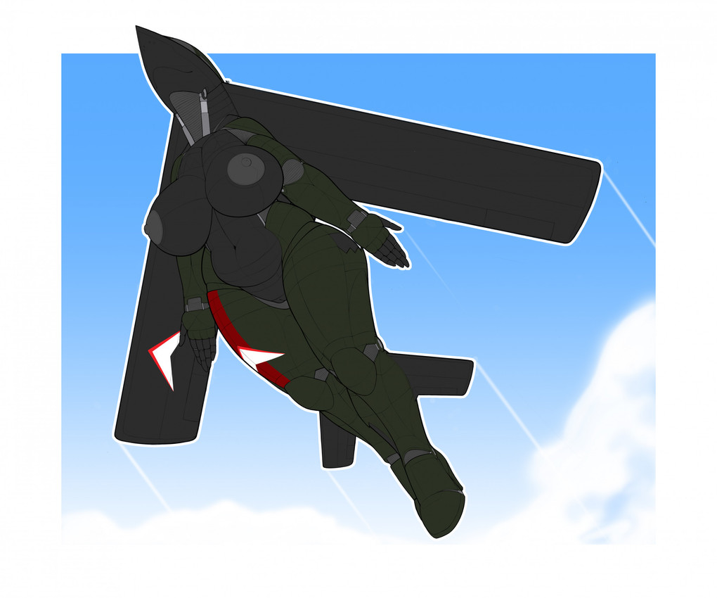 aircraft airplane anthro areola b-21 b-21_raider back_wings belly big_areola big_breasts big_nipples black_body breasts cloud cockpit curvy_figure female fin flying genitals green_body jet leg_fins machine metallic_body nipples not_furry nude nude_anthro nude_female simple_background sky solo thick_thighs vehicle voluptuous vulva wide_hips wings ndragon3 aeromorph living_aircraft living_machine living_vehicle digital_media_(artwork) hi_res