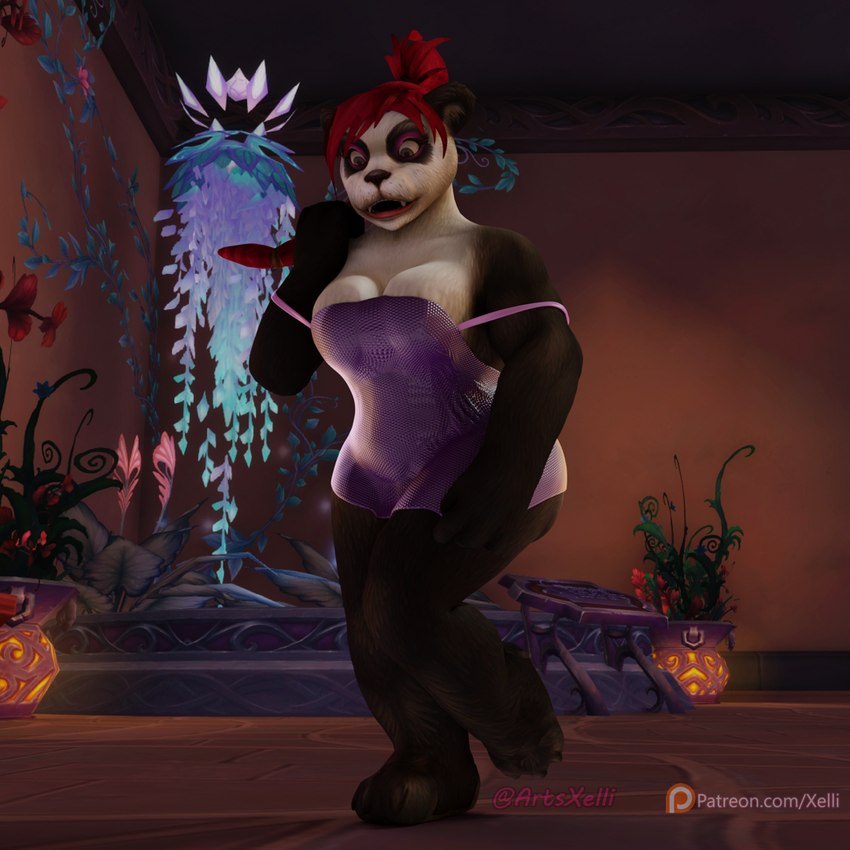 anthro big_butt breast_squish breasts butt clothed clothing curvy_anthro curvy_figure dress female hair red_hair solo squish text thick_thighs tight_clothing tight_dress wide_hips xelli blizzard_entertainment warcraft bear giant_panda mammal pandaren 1:1 3d_(artwork) digital_media_(artwork) url