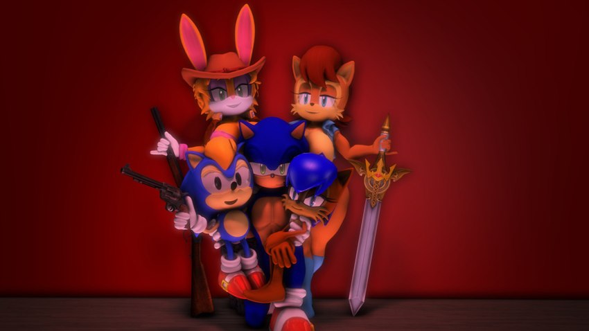 anthro blue_body blue_clothing blue_topwear blue_vest brown_body clothing cowboy_hat female group gun handgun hat headgear headwear kneeling male male/female melee_weapon on_one_knee ranged_weapon revolver sword topwear vest weapon yellow_body sonicthebitch archie_comics sega sonic_and_the_black_knight sonic_storybook_series sonic_the_hedgehog_(archie) sonic_the_hedgehog_(comics) sonic_the_hedgehog_(series) bunnie_rabbot caliburn manik_acorn sally_acorn sonia_acorn sonic_the_hedgehog chipmunk eulipotyphlan ground_squirrel hedgehog humanoid hybrid lagomorph leporid mammal rabbit rodent sciurid 16:9 3d_(artwork) digital_media_(artwork) widescreen