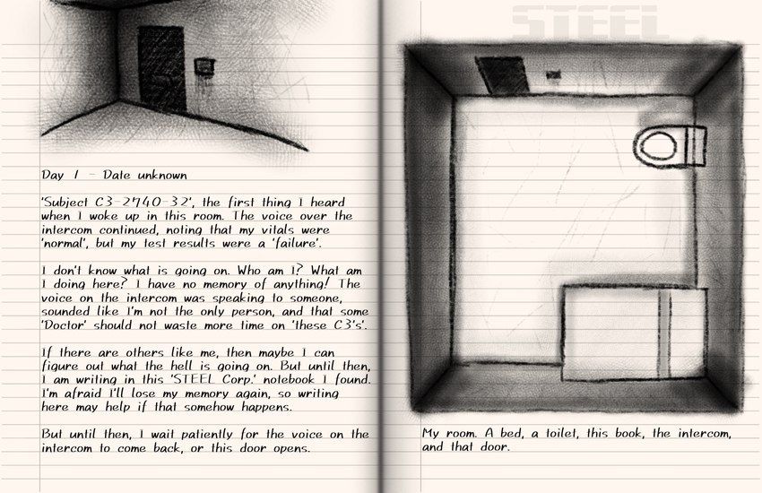 bed book dark diary door furniture inside journal not_furry paper prison_cell shadow text toilet zero_pictured from_the_archives dated english_text hi_res monochrome sketch story