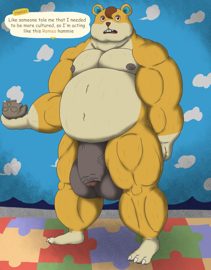 anthro balls belly big_balls big_belly big_penis bone genitals huge_balls huge_penis male muscular muscular_male nude penis potbelly skull skull_head solo text thick_penis alythewolfcat animal_crossing nintendo hamlet_(animal_crossing) cricetid hamster mammal rodent english_text hi_res