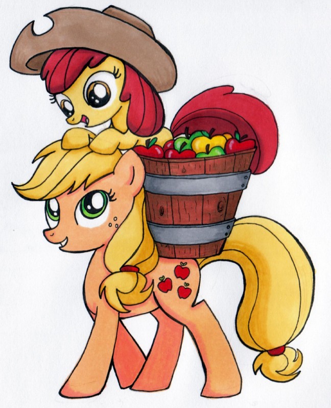 apple bloom and applejack (friendship is magic and etc) created by the dark lord keisha