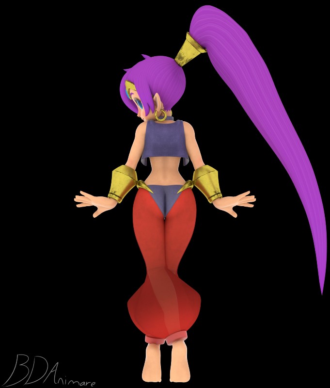 butt clothed clothing feet female hair humanoid_pointy_ears not_furry pointy_ears solo standing bdanimare shantae_(series) wayforward shantae genie humanoid 2018 3d_(artwork) absurd_res alpha_channel digital_media_(artwork) hi_res