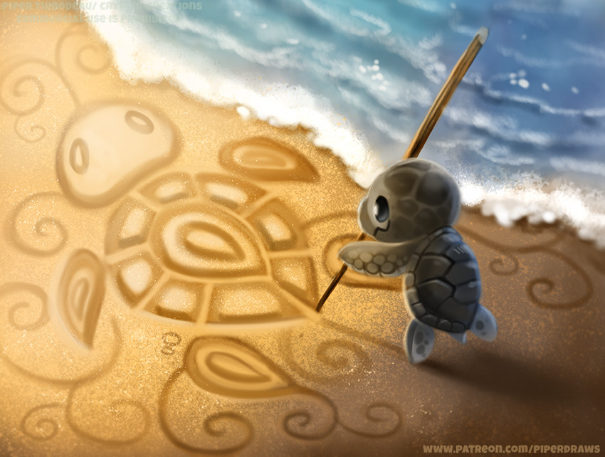 ambiguous_gender beach beady_eyes black_eyes drawing feral grey_body grey_scales sand scales seaside solo stick surf text water wave piper_thibodeau reptile scalie turtle digital_media_(artwork) digital_painting_(artwork) painting_(artwork) url