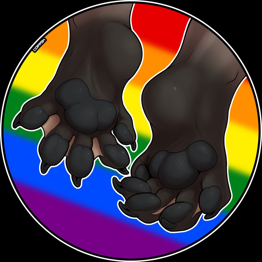 5_toes anthro claws feet foot_focus fur lgbt_pride male membrane_(anatomy) pawpads paws pride_color_background pride_colors rainbow_pride_colors simple_background six-stripe_rainbow_pride_colors solo toe_claws toes webbed_feet corrsk blackymoon mammal mustelid otter 1:1 alpha_channel digital_media_(artwork) hi_res