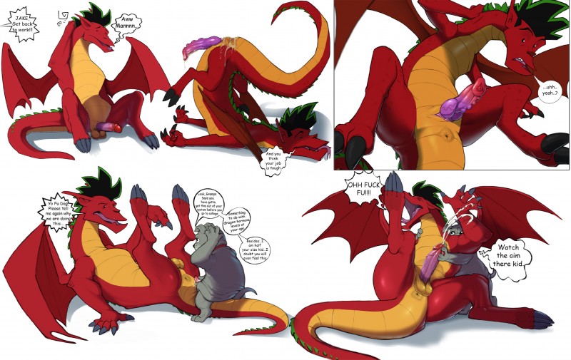 fu dog and jake long (american dragon: jake long and etc) created by narse
