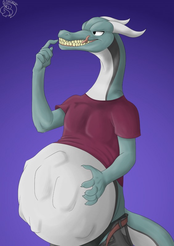 anthro belly big_belly blue_body clothed clothing male purple_background simple_background smile solo tail tongue tongue_out vore longlevy orcrest mythology levy_(longlevy) dragon mythological_creature mythological_scalie scalie 2017 absurd_res digital_media_(artwork) hi_res shaded signature