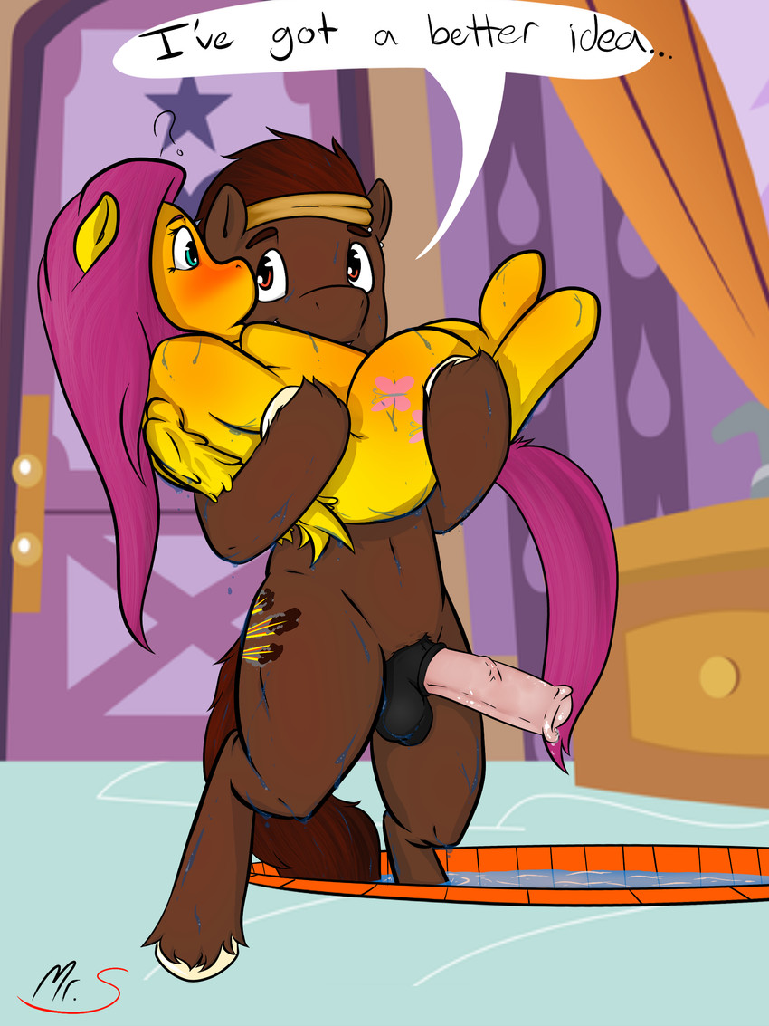 animal_genitalia animal_penis bath blush boulder brown_body brown_fur duo equine_genitalia equine_penis erection feathered_wings feathers female feral fur genitals hair male male/female nude penis rock wet wings yellow_body yellow_feathers mr.smile friendship_is_magic hasbro my_little_pony mythology boulder_(mr.smile) fan_character fluttershy_(mlp) equid equine mammal mythological_creature mythological_equine pegasus 3:4 absurd_res hi_res
