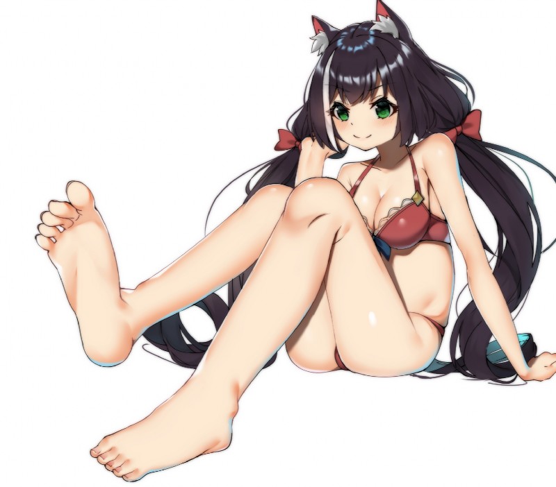 5_toes barefoot black_hair bra breasts cleavage clothed clothing feet female foot_focus green_eyes hair humanoid_feet long_hair panties pigtails plantigrade simple_background smile soles solo toes underwear lux_(artist) cygames princess_connect! princess_connect!_re:dive karyl_(princess_connect!) animal_humanoid cat_humanoid felid felid_humanoid feline feline_humanoid humanoid mammal mammal_humanoid 2019 hi_res