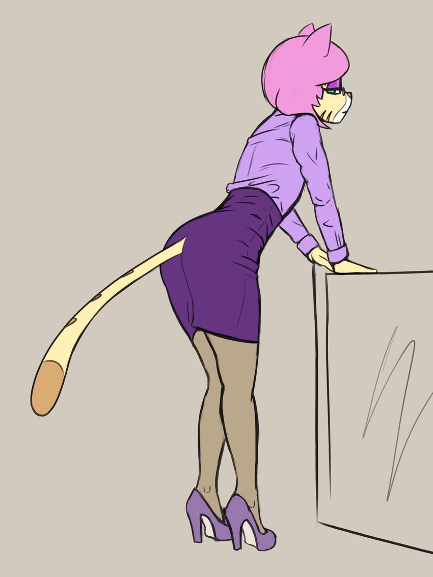 anthro bottomwear clothed clothing eyewear female footwear fur glasses hair high_heels looking_at_viewer shoes simple_background skirt solo callmewritefag monsters_wild catalina_gato domestic_cat felid feline felis mammal 2022 3:4 colored colored_sketch digital_drawing_(artwork) digital_media_(artwork) hi_res sketch