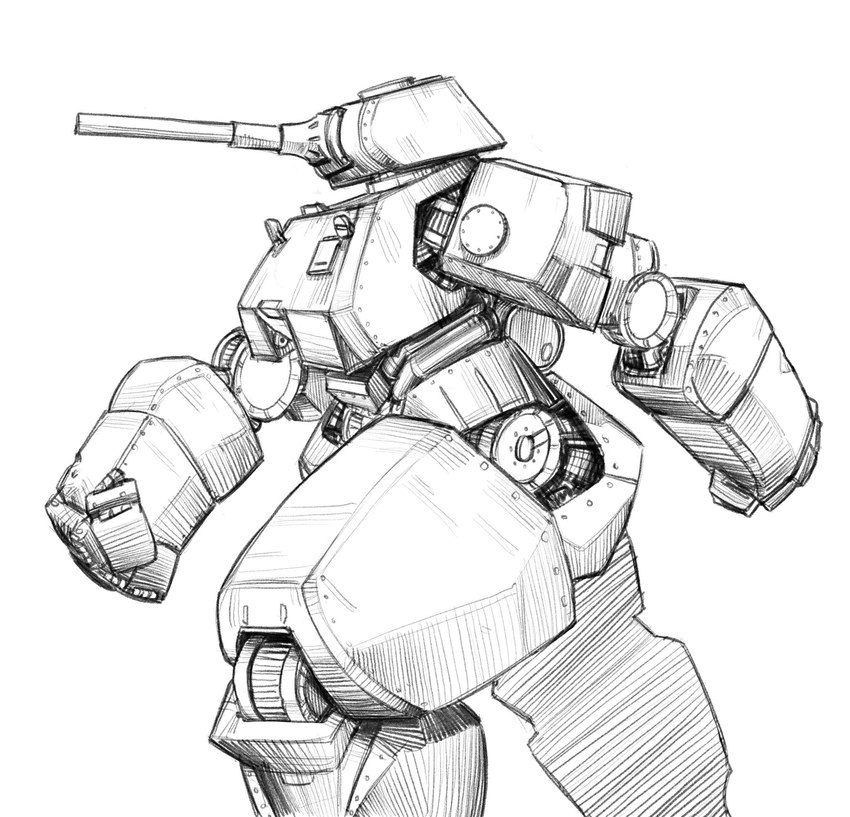 4_fingers anthro armor armor_plates armored_body big_forearms cannon earless eyeless faceless featureless_face female fingers fist forearms gun head_cannon humanoidized machine maus_(tank) mecha mouthless noseless panzerkampfwagen_(tank) panzerkampfwagen_viii_(tank) ranged_weapon rivets running side_view solo tank thick_thighs turret vehicle weapon onni's humanoid living_machine living_tank living_vehicle robot robot_humanoid digital_drawing_(artwork) digital_media_(artwork) hi_res monochrome portrait three-quarter_portrait