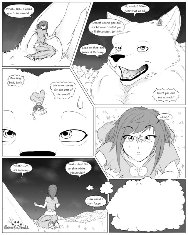 border dialogue duo female feral macro male text white_border s2-freak celia_(s2-freak) schwarzpelz canid canine canis human mammal wolf 2016 4:5 black_and_white comic english_text greyscale hi_res monochrome