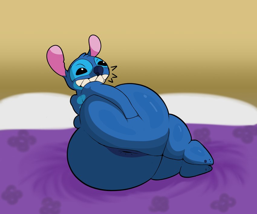 anthro anus bed big_anus big_butt big_teeth black_eyes blue_anus blue_body blue_ears blue_nose blue_tail butt butt_grab clenched_teeth furniture grin hand_on_butt hand_on_own_butt huge_anus huge_butt looking_at_viewer looking_back looking_back_at_viewer lying male on_bed on_side pink_inner_ear presenting presenting_anus rear_view sharp_teeth simple_background smile smiling_at_viewer solo spread_butt spreading tail tan_background teeth thick_thighs bellyboi13 disney lilo_and_stitch stitch_(lilo_and_stitch) alien experiment_(lilo_and_stitch) 2024 absurd_res cel_shading colored digital_media_(artwork) hi_res shaded