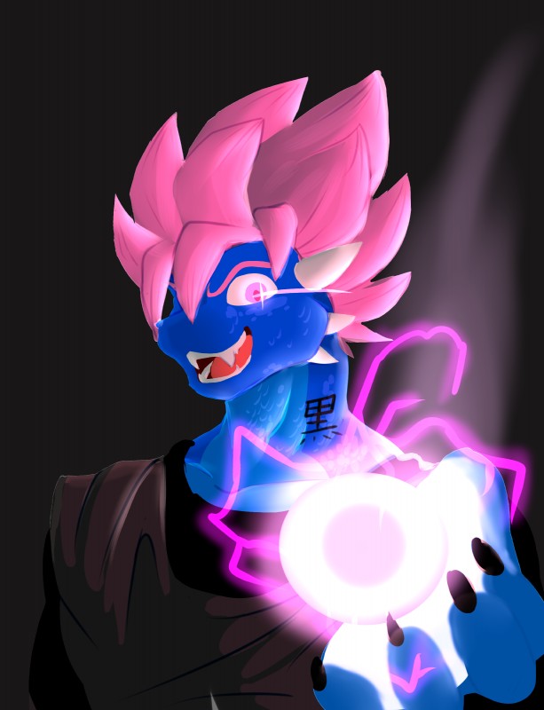 anthro blue_body blue_scales claws clothed clothing cosplay energy glowing glowing_eyes grey_background hair keikogi martial_arts_uniform pink_eyes pink_hair scales simple_background solo spikes spiky_hair sportswear super_saiyan super_saiyan_rose tattoo jaynatorburudragon dragon_ball dragon_ball_super dragon_ball_z mythology buru_(jaynatorburudragon) goku_black dragon mythological_creature mythological_scalie scalie 2016 absurd_res hi_res