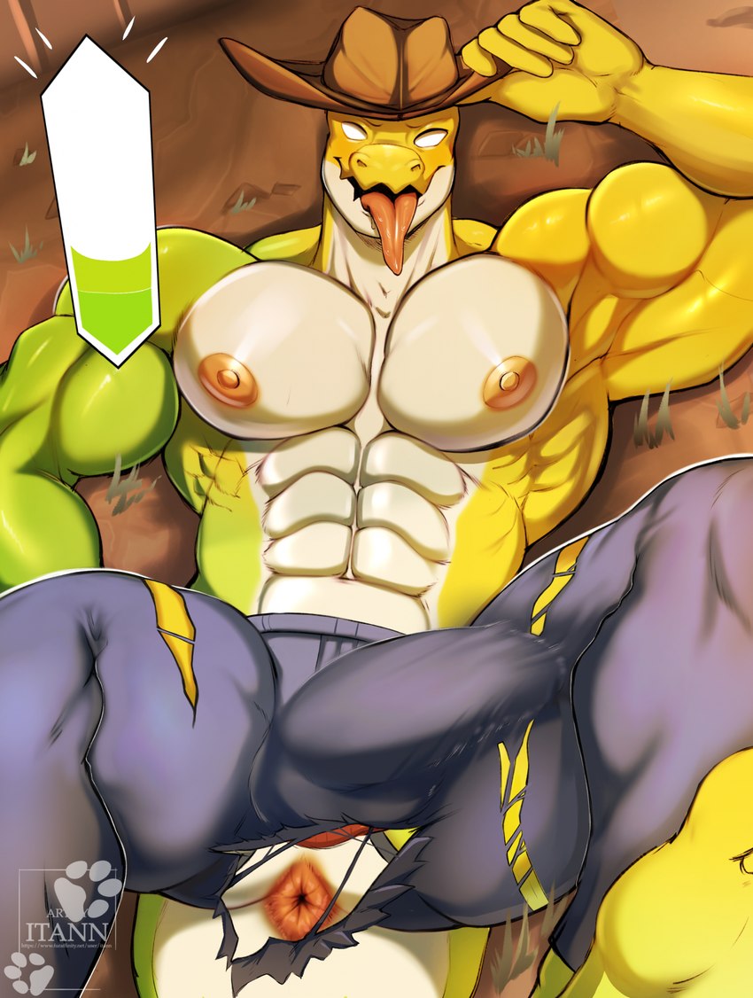 5_fingers abs anthro anus areola balls_outline biceps big_muscles bottomwear bulge candy clothing dessert detailed_bulge down_the_leg_bulge empty_eyes erection erection_under_clothing fingers food genital_outline gummy_(food) hat headgear headwear huge_muscles jockstrap male male_anthro muscular muscular_anthro muscular_male nipples non-mammal_nipples pants pecs penis_outline serratus solo torn_bottomwear torn_clothing torn_pants underwear itann glitch_productions the_amazing_digital_circus gummigoo_(tadc) crocodile crocodilian food_creature gummy_creature living_candy reptile scalie 2024 digital_media_(artwork) hi_res