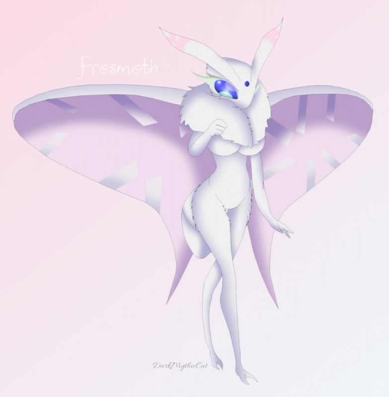 2_toes 3_fingers antennae_(anatomy) anthro anthrofied arthropod_abdomen big_breasts biped blue_eyes breasts dewlap_(anatomy) dipstick_antennae eyelashes featureless_breasts featureless_crotch feet female fingers fist forehead_gem fur gem huge_breasts insect_wings lepidopteran_wings long_eyelashes multicolored_antennae multicolored_wings non-mammal_breasts nude pink_antennae pink_background pink_wings pokemorph purple_wings simple_background solo standing text thick_eyelashes toes two_tone_antennae white_abdomen white_antennae white_body white_fur white_wings wings darkmythiccat nintendo pokemon arthropod frosmoth generation_8_pokemon insect lepidopteran pokemon_(species) 2019 cool_colors digital_drawing_(artwork) digital_media_(artwork) english_text full-length_portrait hi_res light_theme portrait signature species_name