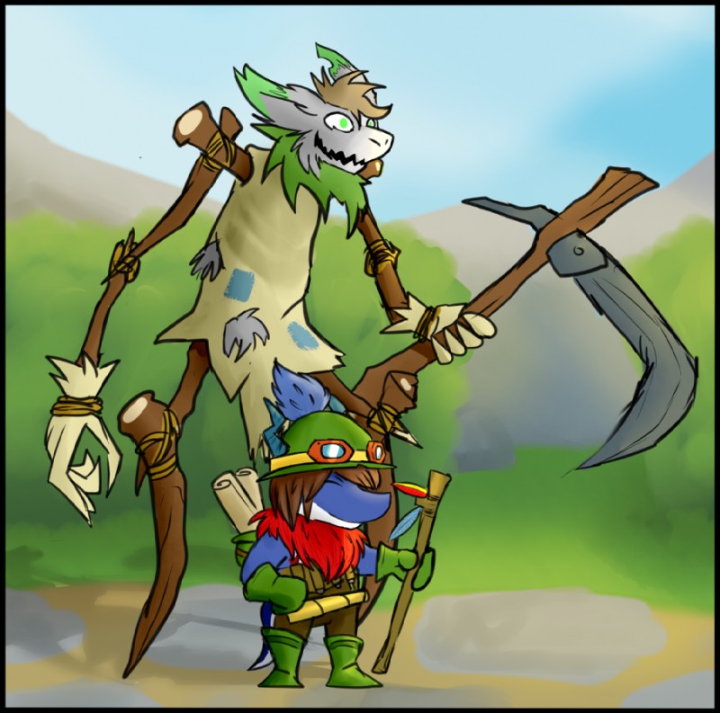 circe, fiddlesticks, stan luckbun, and teemo (league of legends and etc) created by zeptophidia