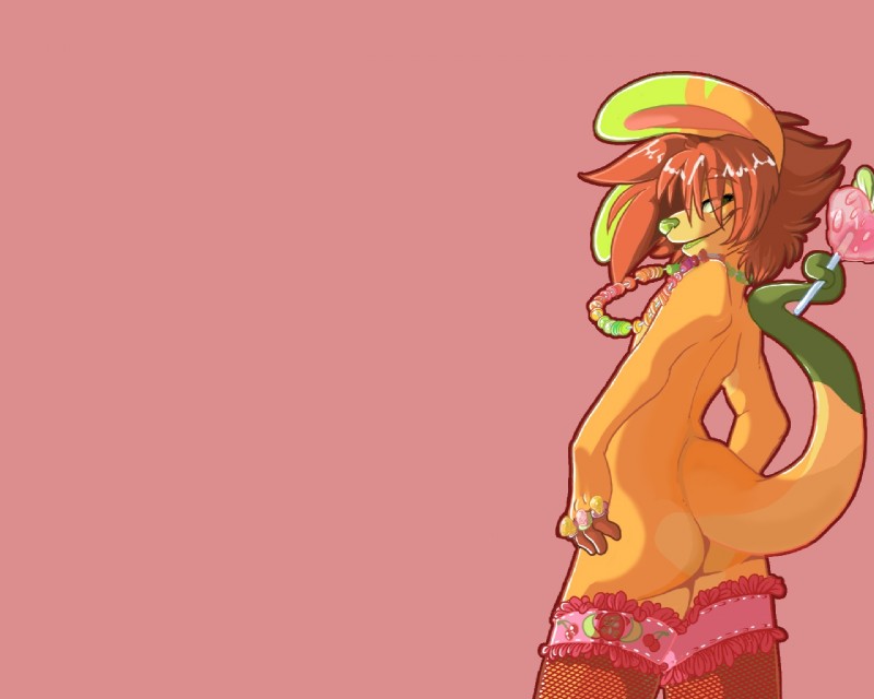 anthro biped butt candy clothed clothing crossdressing dessert femboy food green_eyes lollipop looking_at_viewer male nude solo standing tail aycee ac_(aycee) 5:4 wallpaper