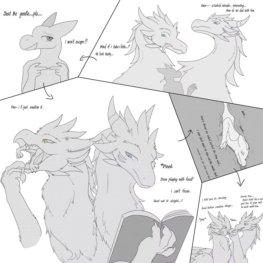 bodily_fluids duo eating emetophilia female female/female feral head_first solo text vomit vore scaro torea_(artist) european_mythology greek_mythology mythology fnly_fez dragon hydra kobold lizard mythological_creature mythological_scalie reptile scalie comic english_text hi_res