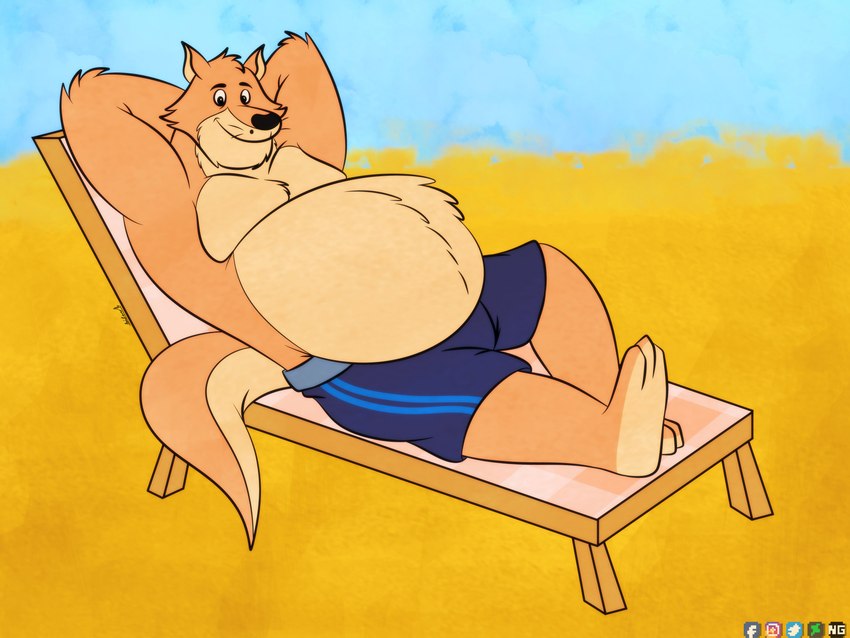 anthro belly big_belly black_nose brown_body clothing male moobs overweight overweight_male smile solo swimming_trunks swimwear anilover16 brok_the_investigator cowcat_games sin_silver kangaroo macropod mammal marsupial 2024 4:3 absurd_res hi_res