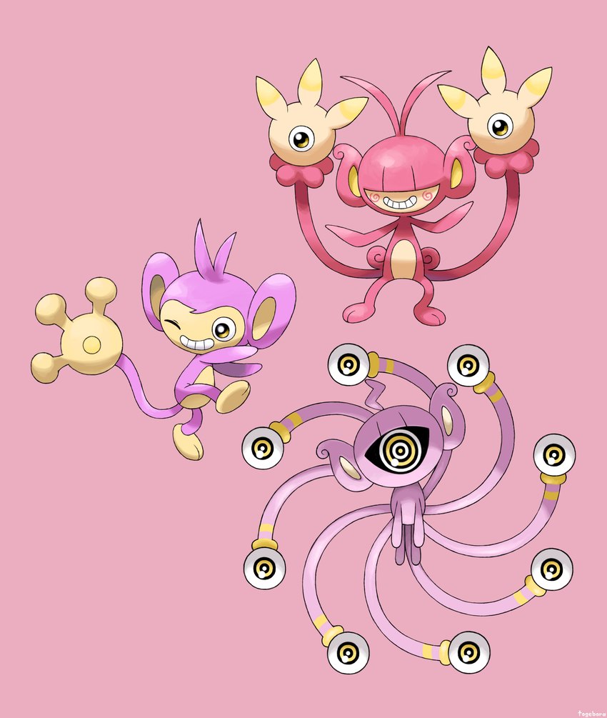 ambiguous_gender biped countershade_face countershade_torso countershading feral multi_eye one_eye_closed smile tail togebora fakemon nintendo pokemon aipom ambipom generation_2_pokemon generation_4_pokemon mammal pokemon_(species) primate absurd_res hi_res